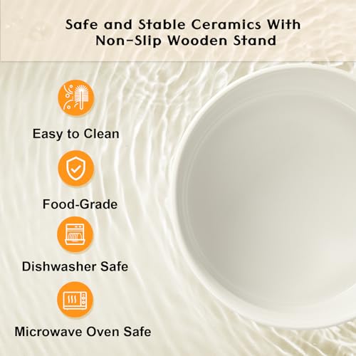Ceramic Elevated Dog Bowls 2 Pack (Large - 7.6 CUPS*2 / White)