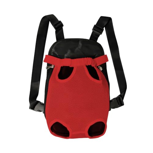 Dog Carrier Backpack Pet Legs Out Front Cat Travel Bag (Small / Red)