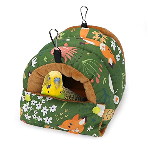 Bird Nest House Winter Warm Snuggle Hut Bird Bed Hanging Hammock for Parrots Budgies Parakeets Caique Senegal Cockatiels Conures (Small / Green)