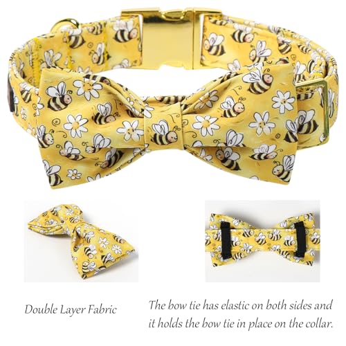 Spring Dog Collar with Bow tie (Cute Bee / Small (Pack of 1))