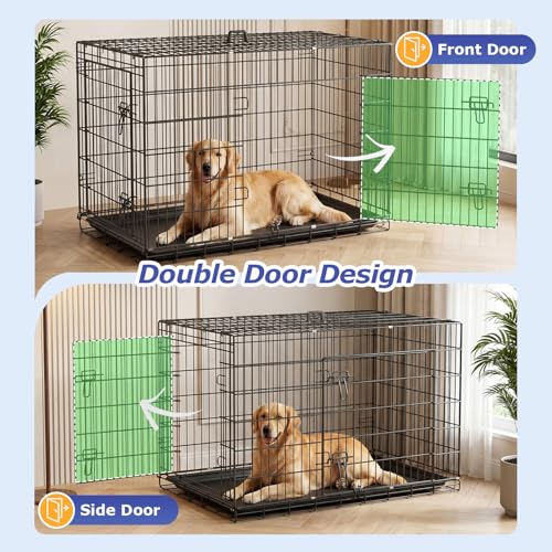 48" Foldable Metal Dog Crate (Dark Black)