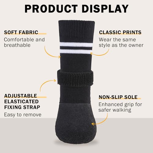 Anti Slip Dog Boots & Paw Protectors for Hardwood Floor (Black / Small(Paw width 1.73in/4.4cm))
