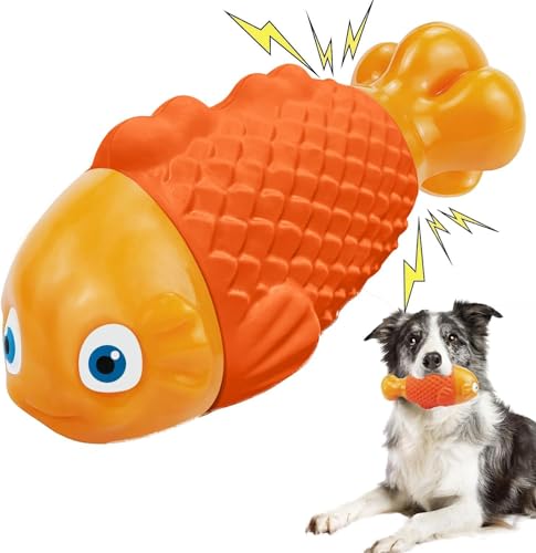 Indestructible Dog Toys for Aggressive Chewers (Orange Nylonfish / Medium)