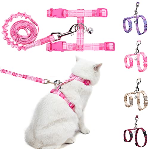 Cat Harness and Leash Set (Medium(Chest: 14"-22") / Pink)