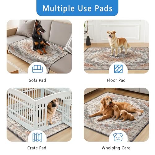Washable Pee Pads for Dogs 2 Pack (48"x48"(2 Pack) / E Brown)