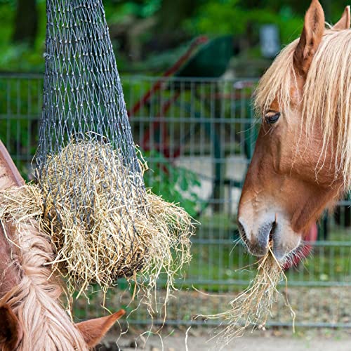 4 Pcs Slow Feed Hay Net Feeder Hay Bag for Horses Slow Feeder 40 Inch Length with 2 Inch Holes Hanging Horse Feed Net for Goat Cattle Equine Stalls Barn Supplies (Black)