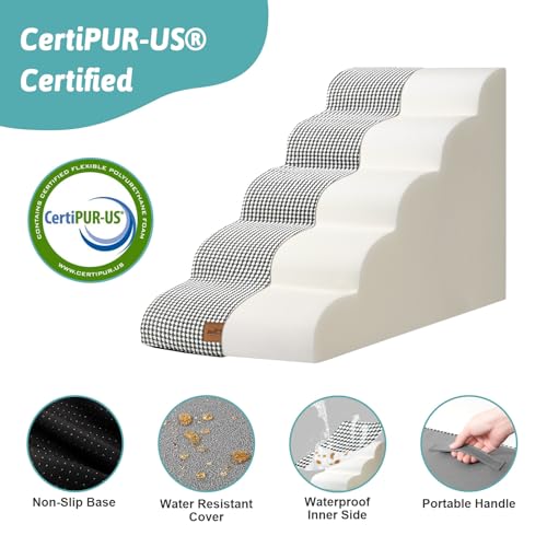 Dog Stairs for Small Dog 22.6" H (White Black / Standard:15.7"x33"x22.6")