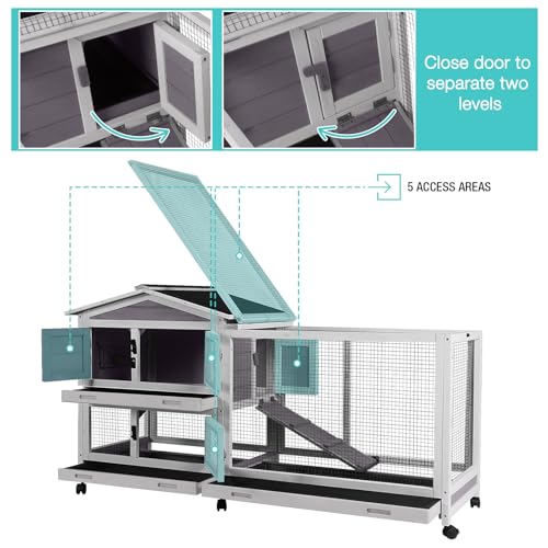 62" Rabbit Hutch with Chew ((Grey))