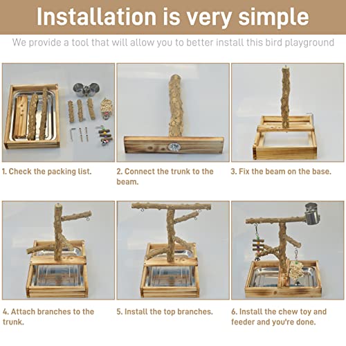 Natural Wood Bird Toys Playground