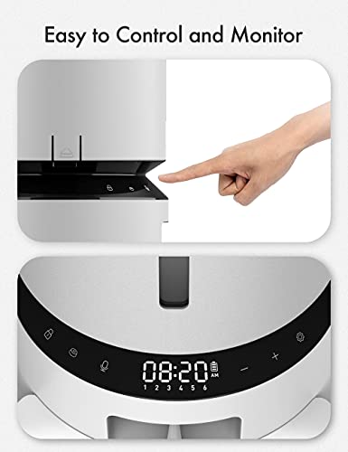 Automatic Cat Food Dispenser for 2 Pets 5L Auto Dog Feeder Dry Food Dispenser with Splitter & 2 Stainless Bowls (White / 5L (Basic))