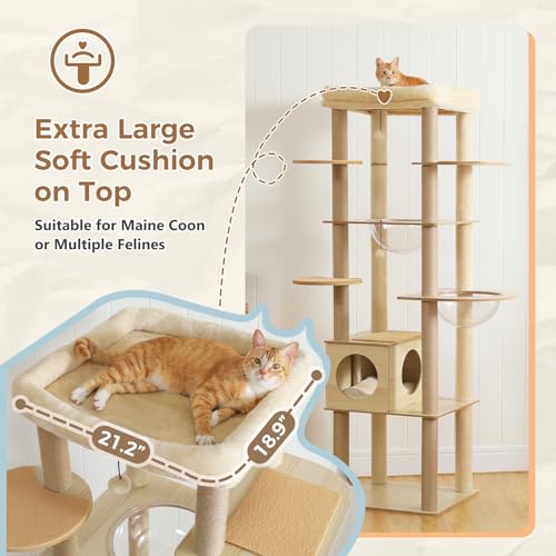 71'' Cat Tree (Beige / XXL(21"L x 19"W x 71"H))