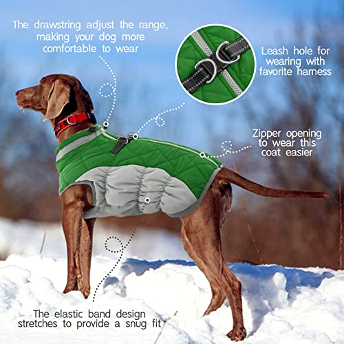 Dog Jacket for Small Dogs Warm Dog Jackets with Harness Built in (Green / S(chest:17in))
