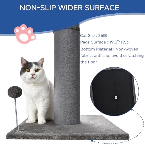 41" Tall Short Plush Cat Scratching Post for Indoor Cats (Gray / Classic Carpet)