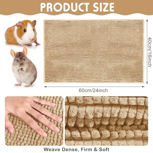 4 Pcs Guinea Pig Cage Liner (Beige / 16 x 24 Inch / Low Pile Chenille)