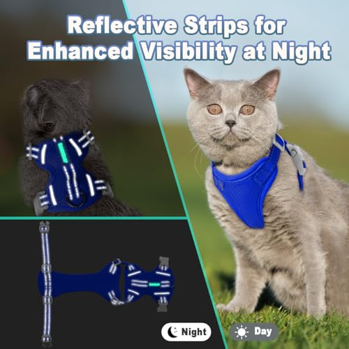 Cat Harness and Leash Set Escape Proof for Kitten Walking (X-Small / Sapphire Blue)