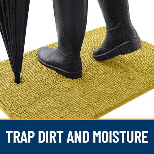Dog Door Mat for Muddy Paws 30x20 (Mustard Yellow / 30" X 20")