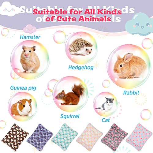6 Pieces Guinea Pig Bed Plush Hamster Mat Bunny Bed Small Animal Sleeping Bedding Pads with Cleaning Dustpan Brush for Chinchilla Squirrel Hedgehog Small Animals (Vivid Color)
