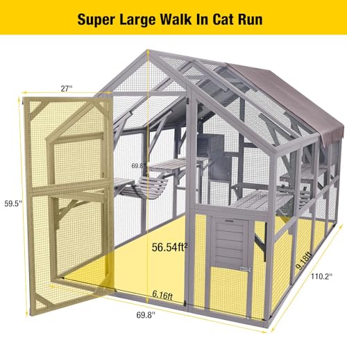 Extra Large Catio Outdoor Cat Enclosure Window Design for 10