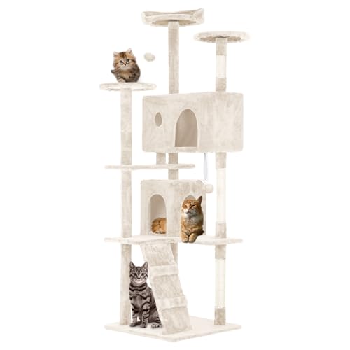 70 Inches Cat Tower for Indoor Cats Multi (70 in / Beige)