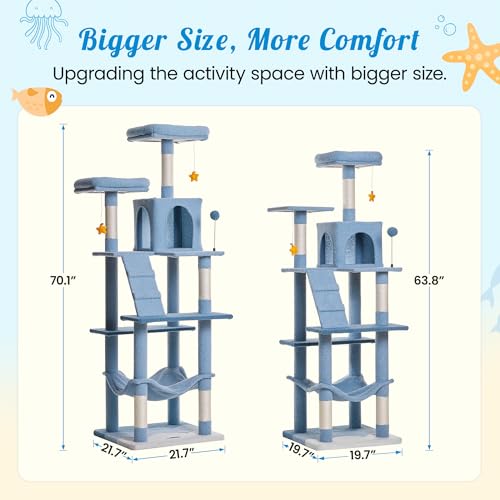 Ocean Themed Cat Tree (70.1 in / Blue)