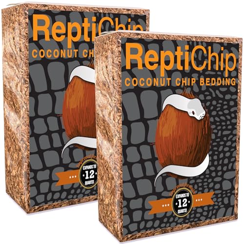 ReptiChip Reptile Bedding Loose Coconut Chip 12 Quart 2 Pack Coco Husk Substrate Mulch for Snake Habitat (12 Quart (2 Pack))