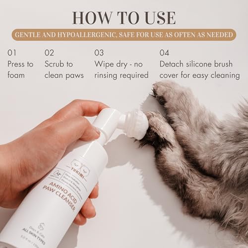 Premium Amino Acid Paw Cleanser with Silicone Bristle Brush for Dogs & Cats