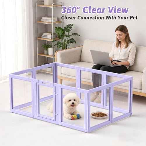 Acrylic Dog Playpen Indoor (Purple / 23.6"H)