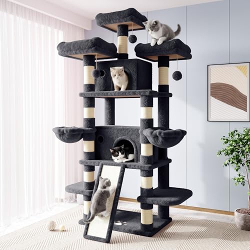 82 Inches Large Cat Tree (82 in / Smoky Grey)