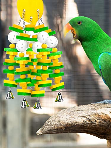 Large Bird Parrot Toys for Cockatoos African Grey Macaws Amazon Parrots (Yellow)
