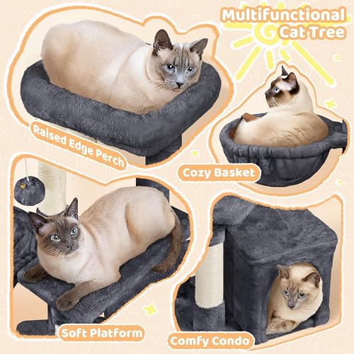Cat Tree Multi Level Climbing Tower for Indoor Cats (Dark gray)