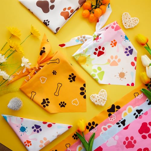 100 Pcs Paw Print Dog Bandanas Bulk (Paw Print / 31.5 x 21.7 x 21.7 Inch)