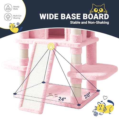 82 Inches Large Cat Tree (82 in / Pink)