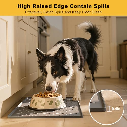 Silicone Dog Cat Food Bowl Mat (M-24''X16'' / Dark Gray)
