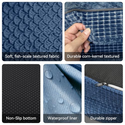 Orthopedic Dog Beds Large Sized Dog (Navy Blue / 45"l X 32"w X 7.5"th)