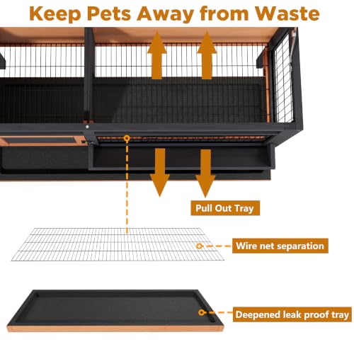 Elevated Rabbit Hutch Indoor & Outdoor (C02 Orange with Black)
