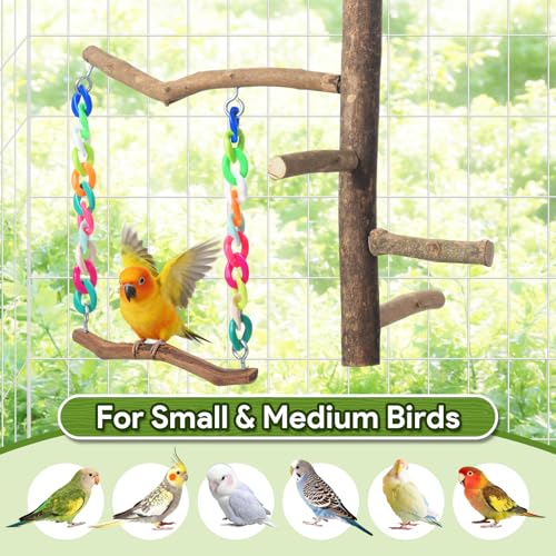 Bird Toys Bird Swing Toys with Perch Stand (Natural Wood / Swing Toys with Perch Stand)