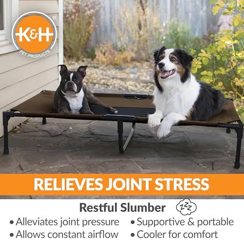 K&H Outdoor Elevated Dog Bed for Large & X (Chocolate/Black Mesh / X-Large 50"L x 32"W)