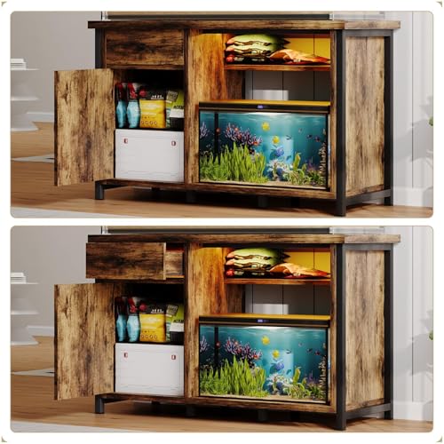 55 75 Gallon Fish Tank Stand with Power Outlets (Brown and Black)