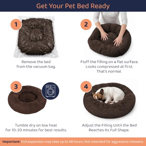 Calming Donut Dog Bed for Small Dogs (Coffee / X-Large (45"L x 45"W x 10"Th))