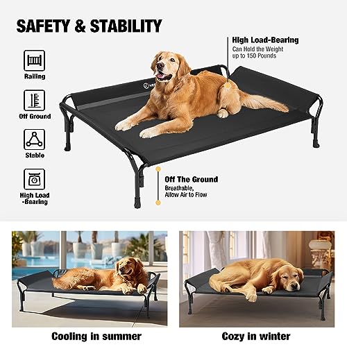 Cooling Elevated Dog Bed (Black / 39.5"L x 28.0"W x 12.0"Th)