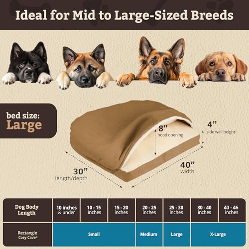 Rectangle Cozy Cave Dog Bed (Camel / Large)