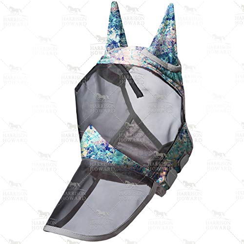 LumiVista Horse Fly Mask Long Nose with Ears UV Protection for Horse Pastel Mix M Cob (Pastel Mix / Cob (Medium))