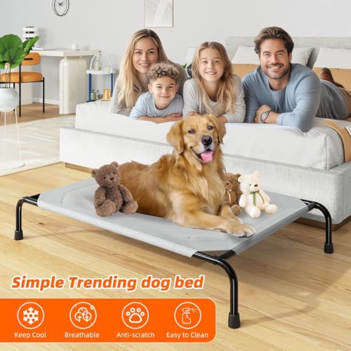 Raised Dog Bed for Large Dogs (47.75"L x 30.5"W x 8"Th / Grey)