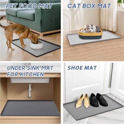 Pet Food Mat 34 x 22 in (Dark Gray / 34"L x 22"W)