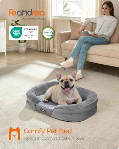 Orthopedic Dog Bed (M: 30"L x 20"W x 7"Th / Light Gray)