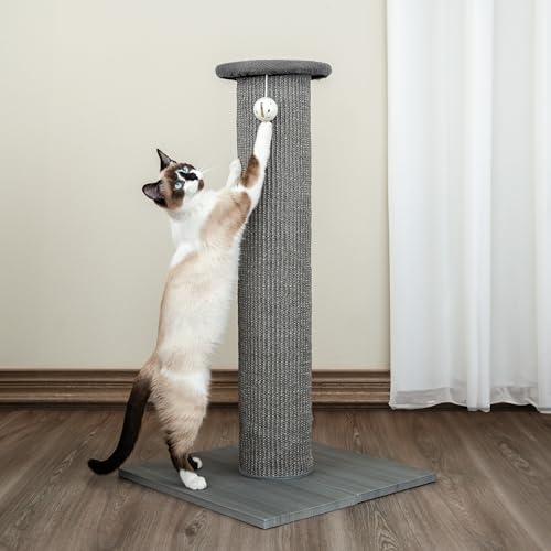 Tall Sisal Cat Scratching Post (A) Scratching Post (Gray))