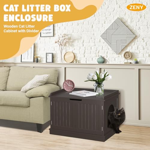 Cat Litter Box Enclosure Furniture Hidden (Brown)