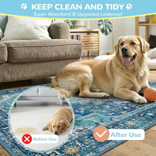Super Absorbent Washable Pee Pads for Dogs (Blue / 3FT x 3FT (Pack of 2))
