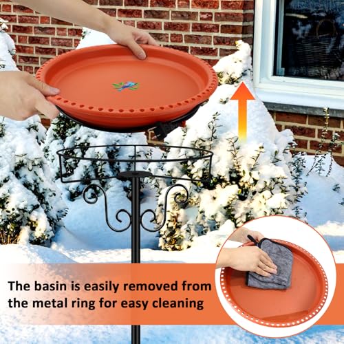 Heated Bird Bath for Outdoors Winter (Brown)