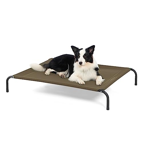 Outdoor Elevated Cooling Dog Bed Large Sized Dog (Brown / 49"L x 31.5"W x 8"Th)